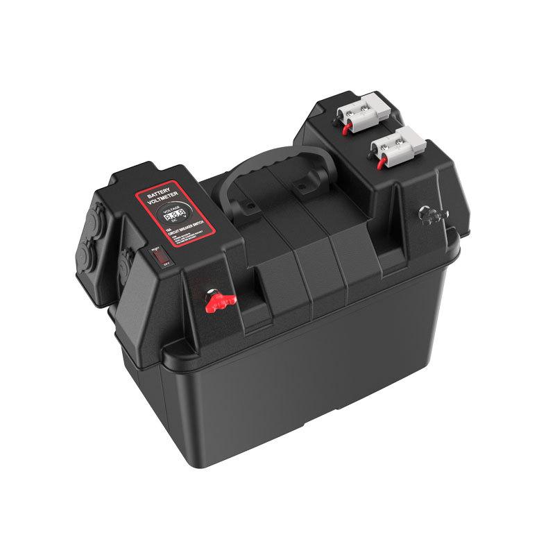 Запасной аккумуляторный ящик для наружного использования Автомобильный аккумуляторный ящик Определение напряжения Автомобильное зарядное устройство Автомобильный морской аккумуляторный ящик Аккумуляторный ящик для автофургона Кабели Адаптеры чёрный